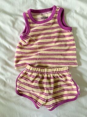 Cat & Jack Cream and Purple Striped Baby Tank Top NWOT